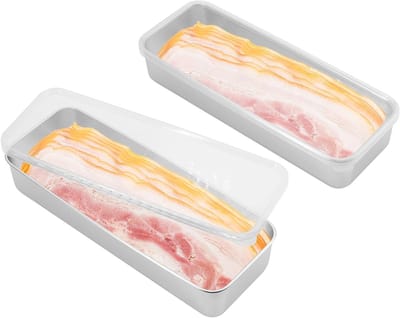 Bacon Bewaarbox voor de Koelkast - RVS Deli Containers met Deksel voor Koud Vlees, Versheid en Organisatie in de Koelkast