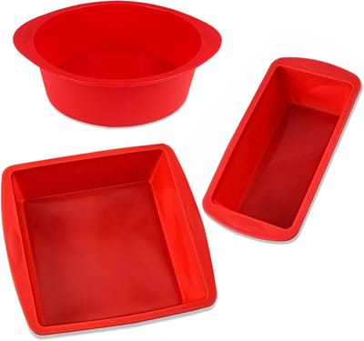Diverse Silicone Cake Mallen in 3 Vormen, Ideaal voor Taarten, Brood en Brownies, Antiaanbaklaag en Eenvoudig Losmaken