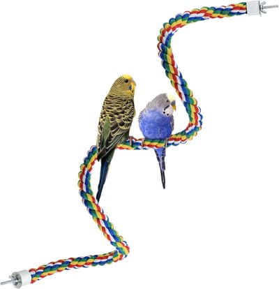 Vogeltouw Zitstok - Vogel Speelgoed - Volière Inrichting - Eenvoudige Montage - 104 cm Lengte - Meerdere Kleuren