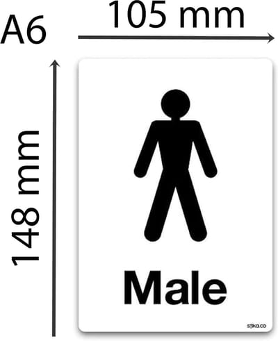 Toiletbord Heren - WC Sticker - Deur Markering - Zelfklevend Vinyl - A6 Formaat - Zwart