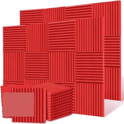 Geluidsisolatie Panelen - Akoestisch Schuim - Studio Verbetering - Hoge Dichtheid Schuim - 30x30cm 12 Stuks - Rood