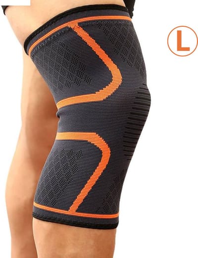 Nivard Sportbrace Knie - Kniebrace - Knee Sleeves Powerlifting - Knee Support - Compressie Knie Brace - Knee Wraps - Dames - Heren - Oranje - Maat L