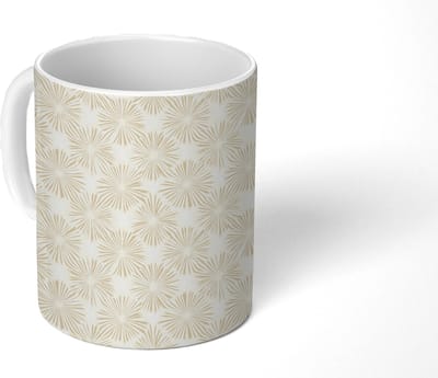 Mok - Koffiemok - Abstract - Motief - Beige - Mokken - 350 ML - Beker - Koffiemokken - Theemok
