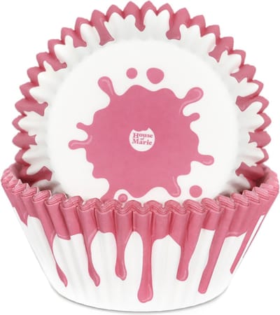 House of Marie Cupcake Vormpjes - Drip Pink - pk/50 - Baking Cups voor Muffins en Cupcakes