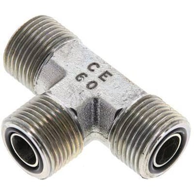 UN 13/16''-16 Buitendraad Verzinkt Stalen T-stuk ORFS 630 Bar - Hydrauliek - FL3T-M-EZ-013U
