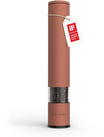 LARS NYSØM Lagom - XL Zout en Pepermolen - 1 stuk (28,8cm) - Keramische Maalwerk met Instelbare Maalgraad - Roestvrijstaalen Zoutmolen Pepermolen (Brick Red)