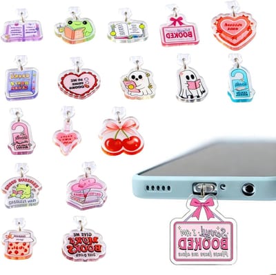 Set van 17 USB-C Beschermhoezen, Stofbescherming en Motief Hanger voor Boekenliefhebbers, Creatieve Accessoire voor E-Readers, Smartphones en Tablets