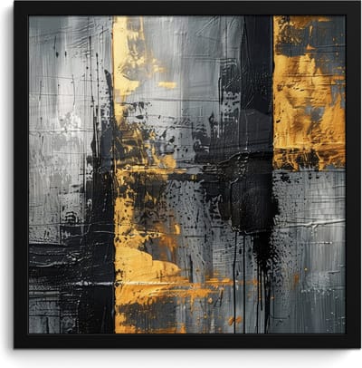 Poster in lijst - Fotolijst 40x40 cm - Posters - Modern - Goud - Grijs - Patroon - Posterlijst zwart - Decoratie - Wanddecoratie woonkamer - Muurdecoratie slaapkamer