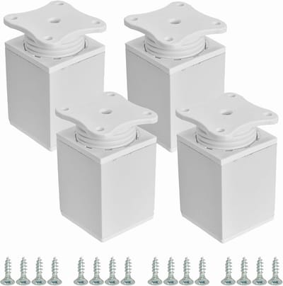 Set van 4 In Hoogte Verstelbare Meubelpoten 60mm Wit Kunststof voor Bank Kast Stoel Keuken