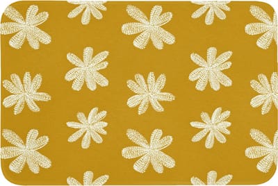 Badmat 90x60 cm - Antislip - Bloem - Speels - Okergeel - Badmatten voor badkamer - Badkamermat - Douchemat - Badkamer mat