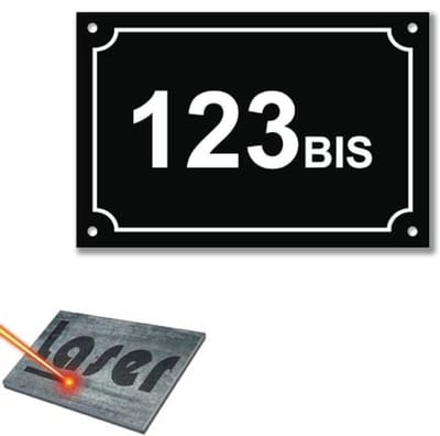 Naambordje met gravure - Adresplaatje huisnummer - Huis identificatie - Zelfklevend met 3M - 15 x 10 cm - Zwart