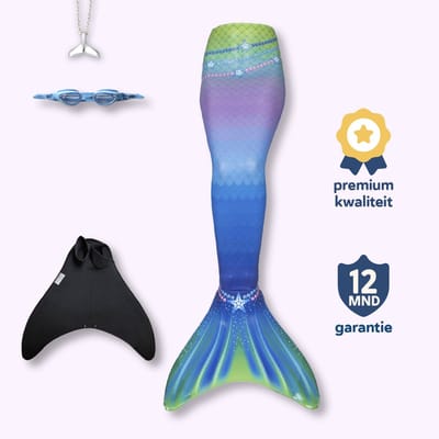 Starfish zeemeerminstaart maat 158-164 (XS) - monovin met voetvakken - zwembril en ketting