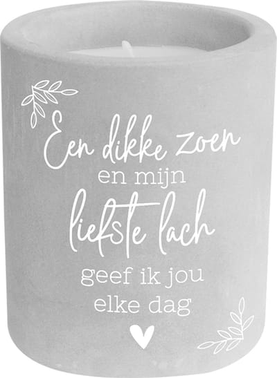 Kaarsje Dikke zoen - 6,5x6,5x8 cm - Cement