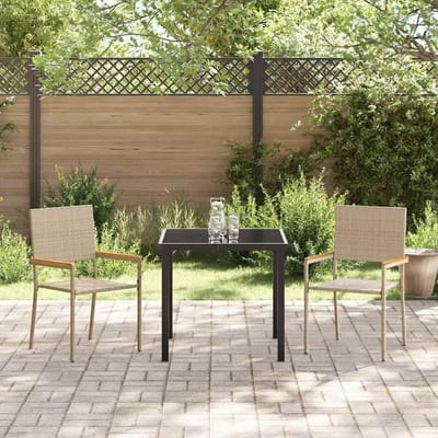 vidaXL Tuin stapelstoelen 2 pcs Crème en bruin 54 x 56 x 90 cm