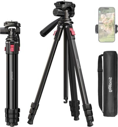 Aluminium Reisstatief 67.7" met Telefoonclip en Draagtas, Ideaal voor Live Streaming en Vloggen, Max. Belastbaarheid 5 kg