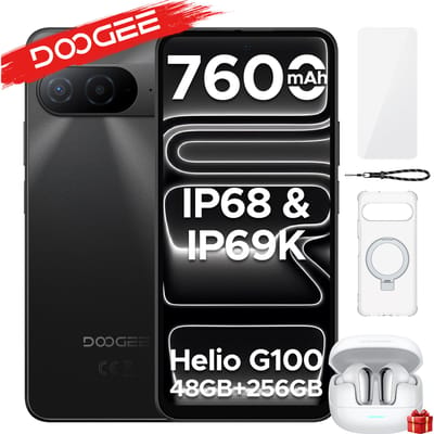DOOGEE B10 Smartphone IP68 Waterdicht Android 16 6,63” Helio G100 7600mAh Batterij 48GB RAM(6+42) 256GB ROM Google Pay Ondersteunt