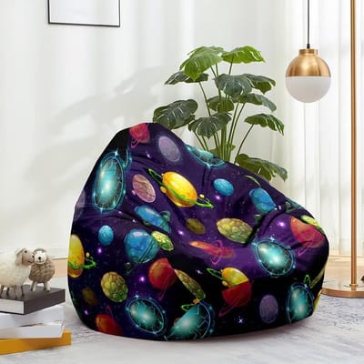 Zitzakhoes - Luie bank - Ontspannen - Machinewasbaar - 100x120cm - Paarse planeet