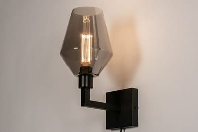Lumidora Wandlamp 31035 - Voor binnen - NAPELS - E27 - Zwart - Grijs - Metaal