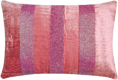 Decoratief Roze Sierkussenhoes Lendenkussen Rechthoekig Fluweel Gestreepd 30x40 cm