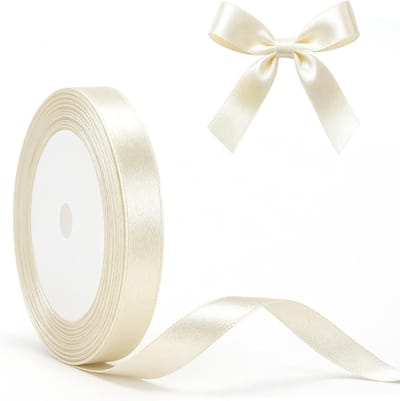 Satin Lint in Ivoor Wit, 10mm: Decoratief Cadeaulint, 22m voor Creatieve Projecten en Versieringen