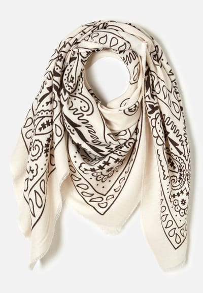 Damart - Vierkante bandana sjaal - Dames - Wit - Taille Unique