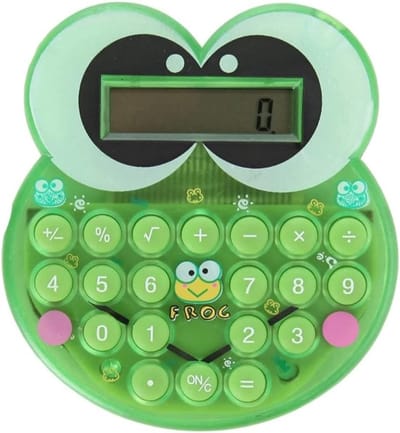 Mini Rekenmachine - Zakcalculator - Student Examen - Uniek Kikker Design - 3.5x3.1in - Groen