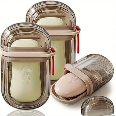 Ynkkvre - Zeepbakje - Zeephouder - Zeepdoos - Zeepschaal - 2 stuk - Transparant PET - Met afvoerrooster - Lichtgewicht en duurzaam - Voor reizen, kamperen en outdoor