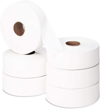 Maxi Jumbo Toiletpapier - Zuinige Rollen - Huishoudelijk Gebruik - Ecolabel Gecertificeerd - 6 Rollen - Wit