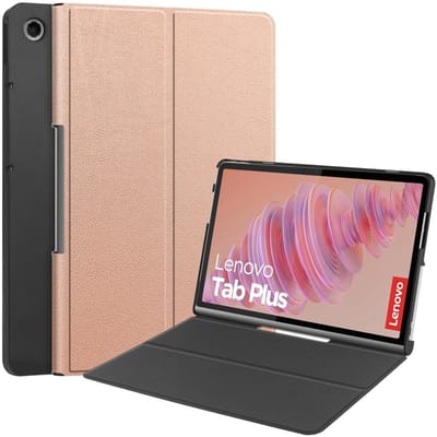 Coverup Tablethoes geschikt voor Lenovo Tab Plus Hoesje - Tri-Fold Book Case met Wake/Sleep - Rose Gold