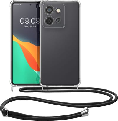 kwmobile telefoonhoesje geschikt voor Motorola Edge 60 Neo / Edge 50 Neo / ThinkPhone 25 - Hoesje met telefoonkoord - Back cover in zwart / transparant