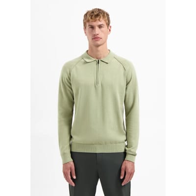 No Excess Pullover Polo Half Zip Solid Light Moss Maat: L | Sweaters Outlet | Heren | Groen