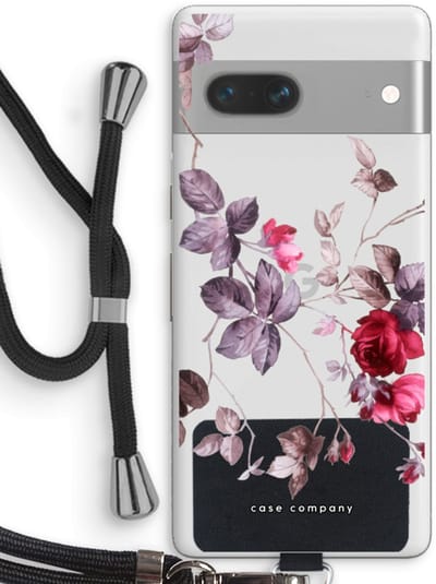 Case Company® - Hoesje met koord geschikt voor Google Pixel 7 hoesje met Koord - Mooie bloemen - Telefoonhoesje met Zwart Koord - Bescherming aan alle Kanten en Over de Schermrand