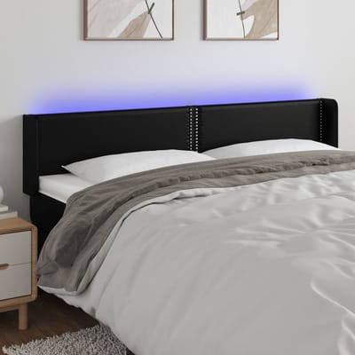 vidaXL - Hoofdbord - LED - 183x16x78/88 - cm - kunstleer - zwart