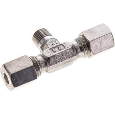 6L & M10x1 (con) RVS T-stuk Knelfitting Buitendraad 315bar ISO 8434-1