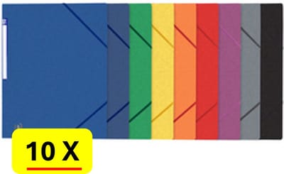 10 x Oxford Elastomap Top File+ A4 - stevig karton 390 gr - assorti