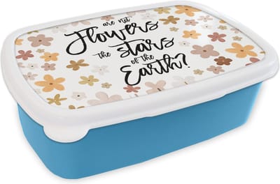 Broodtrommel Blauw - Lunchbox - Brooddoos - Spreuken - Quotes - Are not flowers the stars of the earth? - 18x12x6 cm - Kinderen - Jongen