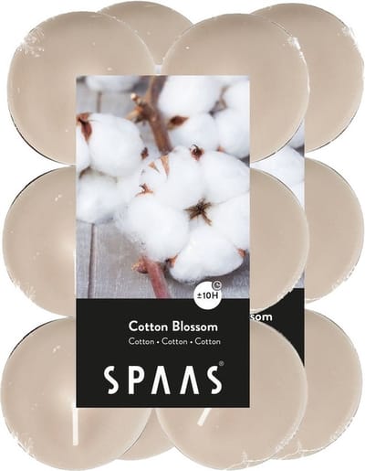 Spaas Geurtheelichtjes/waxinelichtjes - Maxi - 24x - Cotton blossom - 10 branduren - geurkaarsen