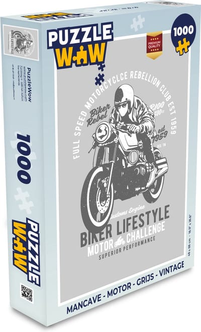 Puzzel Mancave - Motor - Grijs - Vintage - Legpuzzel - Puzzel 1000 stukjes volwassenen