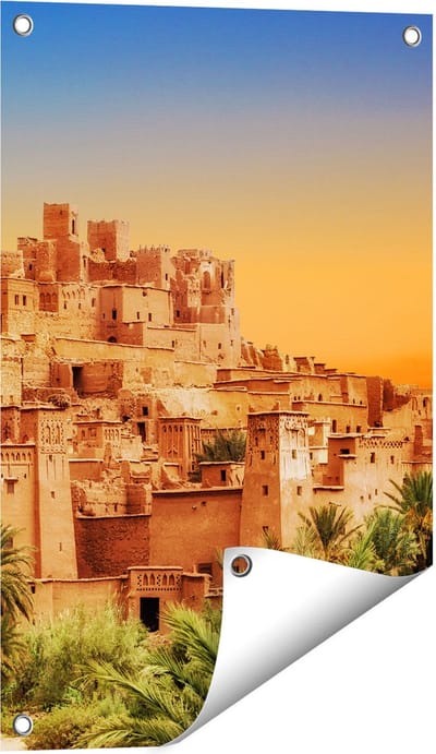 Gards Tuinposter Kasbah Ait Ben Haddou Stad in Marokko - 40x60 cm - Tuindoek - Tuindecoratie - Wanddecoratie buiten - Tuinschilderij