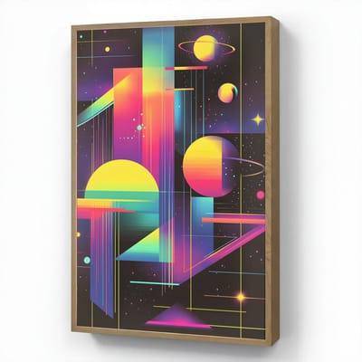 Wandlamp 60x90 cm - Oplaadbaar - Abstract - Vormen - Kleurrijk - Lijnen - Wandlampen binnen woonkamer - Slaapkamer lamp - Decoratieve nachtlamp - Vloerlamp draadloos