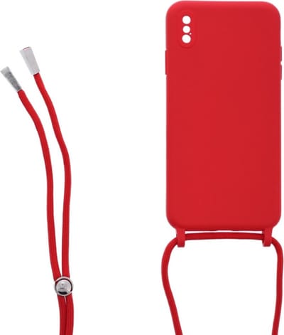 LuxeBass Siliconen hoesje met koord geschikt voor Apple iPhone X - Rood - telefoonhoes - gsm hoes - telefoonhoesje