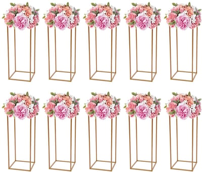 Cherrys Finds - Plantenstandaard - Bloemenstandaard - Bloemenrek - Bloemenhouder - 10 Stuks - Bruiloft - Decor - Goud