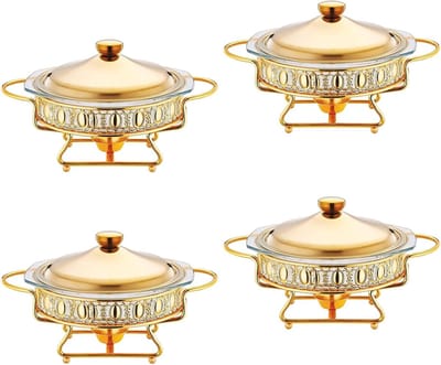 Buffet warmer set - Chafing dish warmhoudbak - Feesten en diners - Gouden plating - 2L inhoud - Goud