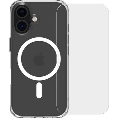 BlueBuilt Protective Back Cover met MagSafe iPhone 16 Transparant + Screenprotector Glas