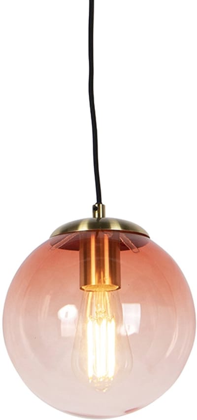 QAZQA pallon - Art Deco Hanglamp - 1 lichts - Ø 200 mm - Roze - Woonkamer | Slaapkamer | Keuken