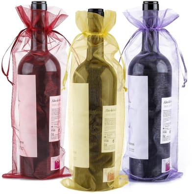 Dailygoody - Multi-Color Organza Wijnzakken - Cadeauverpakking - 14 x 37 CM - Wijnfles Geschenken - Geschikt voor Bruiloften - 30 Stuks