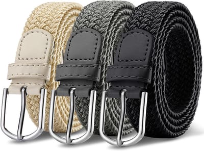 Elastische geweven tailleband - driedelige set - unisex - verstelbare elastische stoffen tailleband - stevige metalen gesp - 103*2,5 cm -Stijl 1