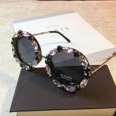 Diamant Kristal Ronde Zonnebril Dames Luxe Designer Grote Monturen Vintage UV400 Oogbescherming With pouch and cloth