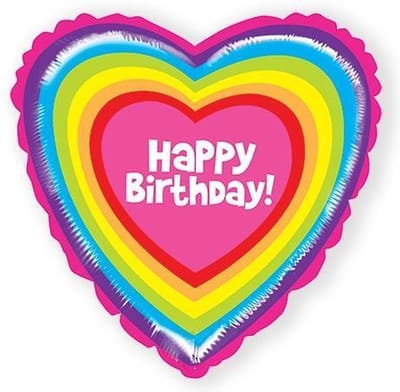 Folieballon regenboog hart HBD (53cm)