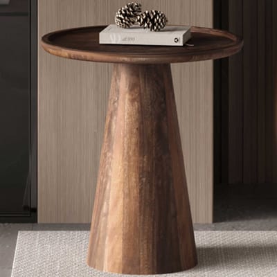 Salontafel / Bijzettafel 'Jules' 45x50 cm Rond Mango Hout Lichtbruin